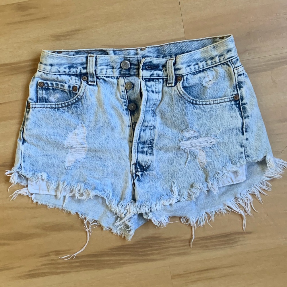 Acid wash shorts
